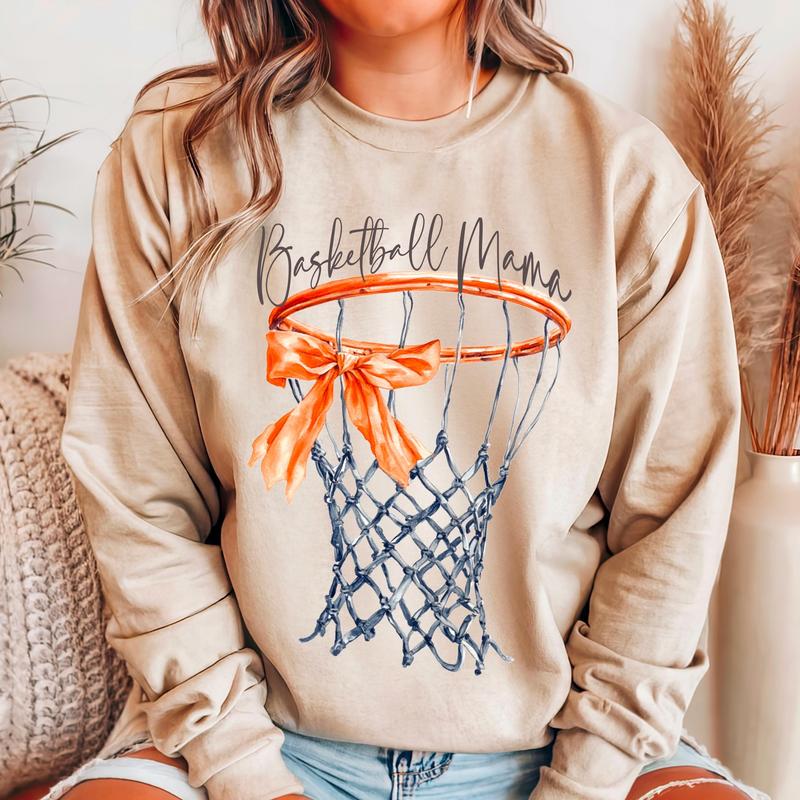 Basketball Graphic Ball Hoop Watercolor Sweater, Basketball Mama High School Sports T-shirt Hoodie Sweatshirt (Image 1)