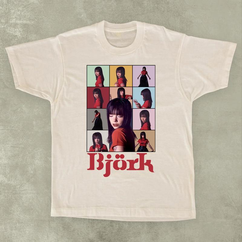 Bjork t shirt 90s white short sleeve tee classic Unisex Men Women, Bjork vintage shirt, Band Tour Tee, concert tour music, vintage music shirt