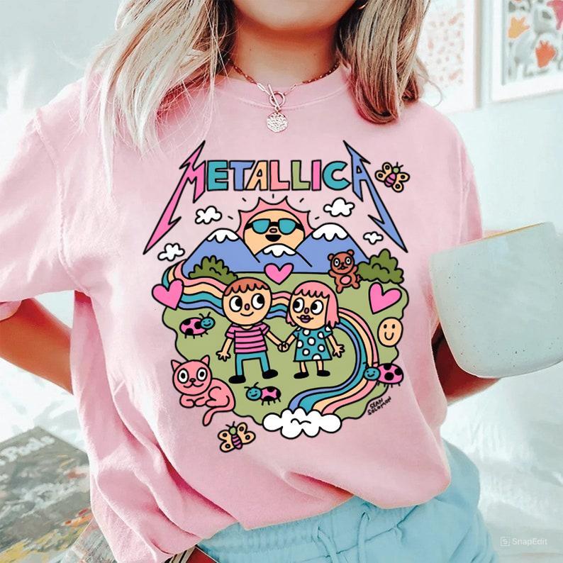 Vintage Metallica Rainbow Tshirt Happy Time Shirt Metallica 90s Records Rock Gift for Friends