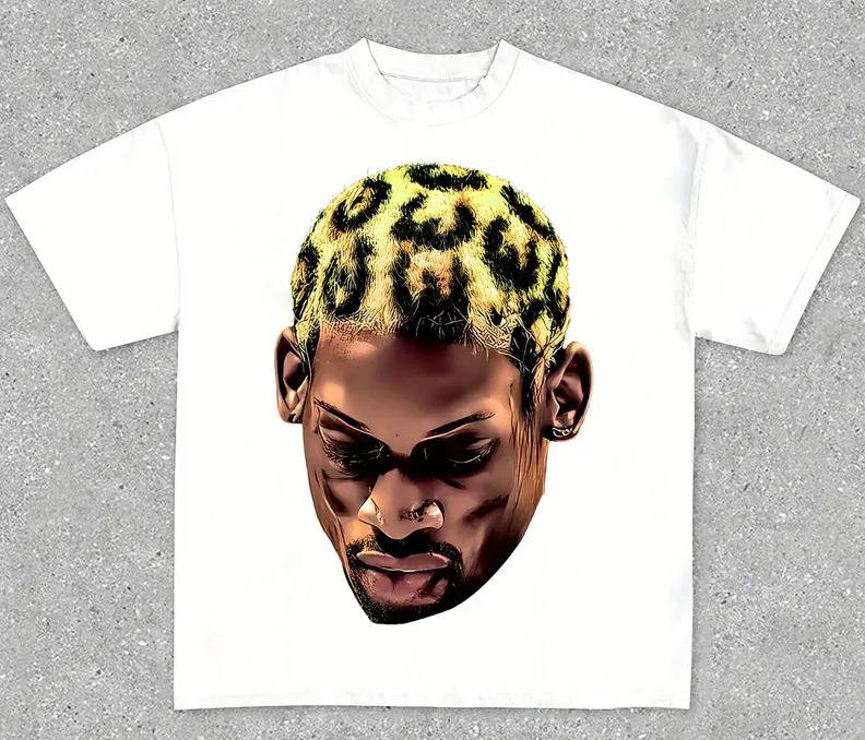 Vintage Basketball Player Print Tee, Street Style Hip Hop T-Shirt, 100% Cotton, Crew Neck, Slight Stretch, Breathable & Wear-Resistant, All-Season Sho