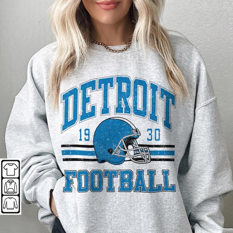 Detroit Football Sweatshirt Vintage Unisex Crewneck Football Fan Gift Sweaters Comfort Fabric