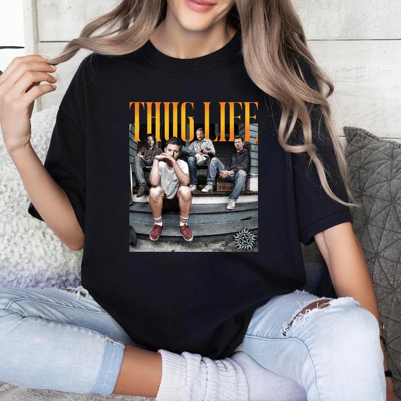 Supernatural Thug Life T-Shirt,Supernatural Vintage T Shirt, Gift For Woman and Man Unisex T-Shirt Sweatshirt Hoodie Fabric Fabric Fabric