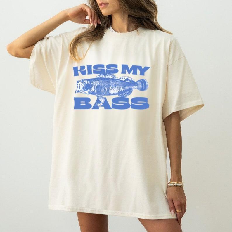 Kiss My Bass Vintage Style Fishing T-Shirt, Retro Fisher T Shirt, Fisher Gear, Fisher Graphic Shirt