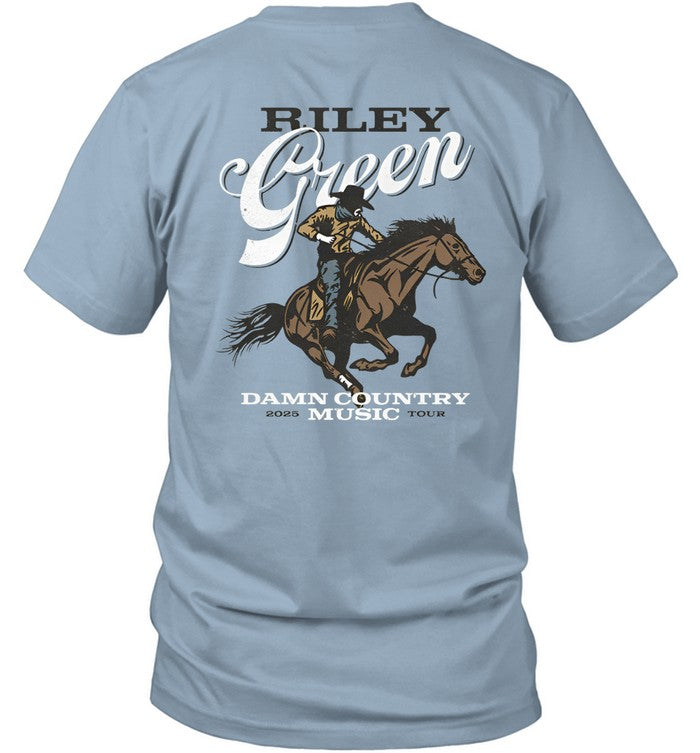 Riley Green Damn Country Music Tour 2025 Cowboy Concert Shirt