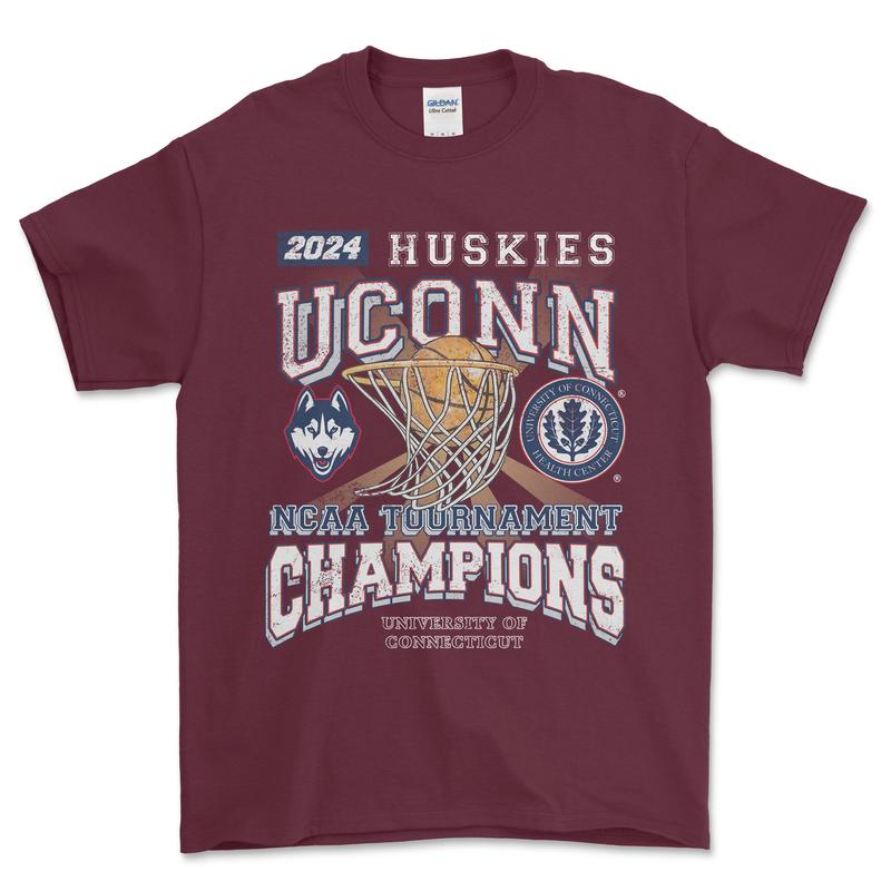 2024 University of Connecticut Tournament Champs NCAA T-Shirt, graphic vintage sports tees for men
