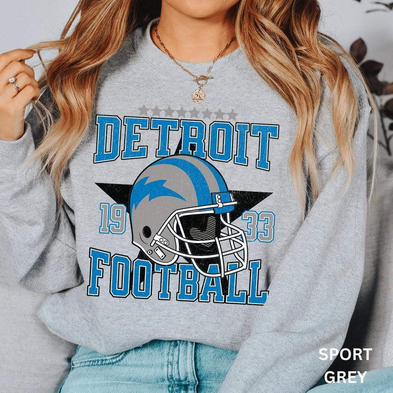 Detroit Football Sweatshirt, Football Crewneck, Retro Detroit Shirt, Detroit Sweatshirt, Vintage Graphic Football Team