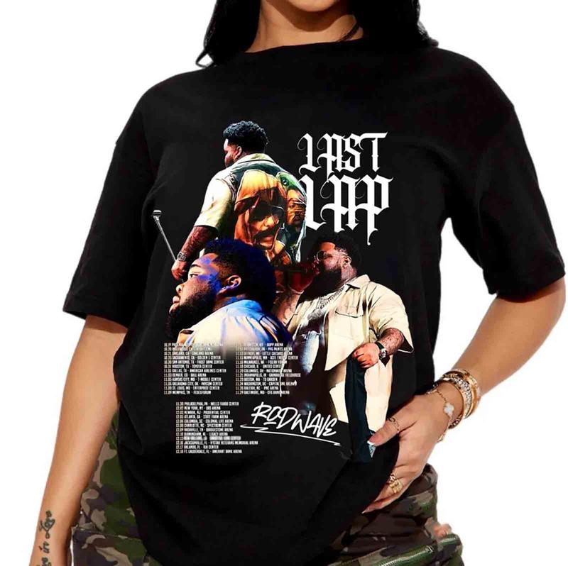Rapper Rod Last Lap T-Shirt Tour Dates Gift Fan Hip Hop Music Oversized Check Cotton Unisex Fit Top