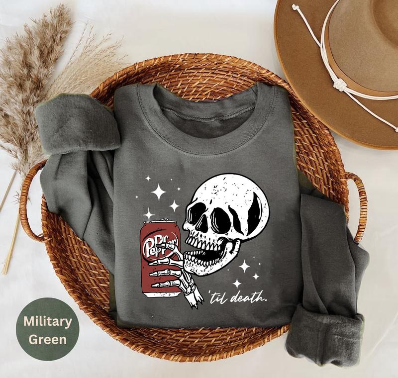 Till Death Dr. Pepper Sweatshirt, Dr. Pepper Halloween Sweatshirt, Skeleton Shirt, Vintage Soda Canned Sweatshirt, Skeleton Drinking Dr. Pepper Shirt, Dr. Pepper Sweatshirt, Retro Halloween Shirt, Dr. Pepper Gift