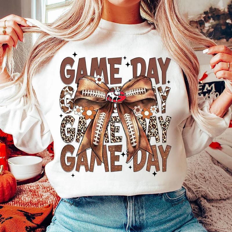 Vintage Georgia Football Coquette Bow Game Day Shirt, Gameday Women's Sweatshirt Cotton Fit Top Womenswear