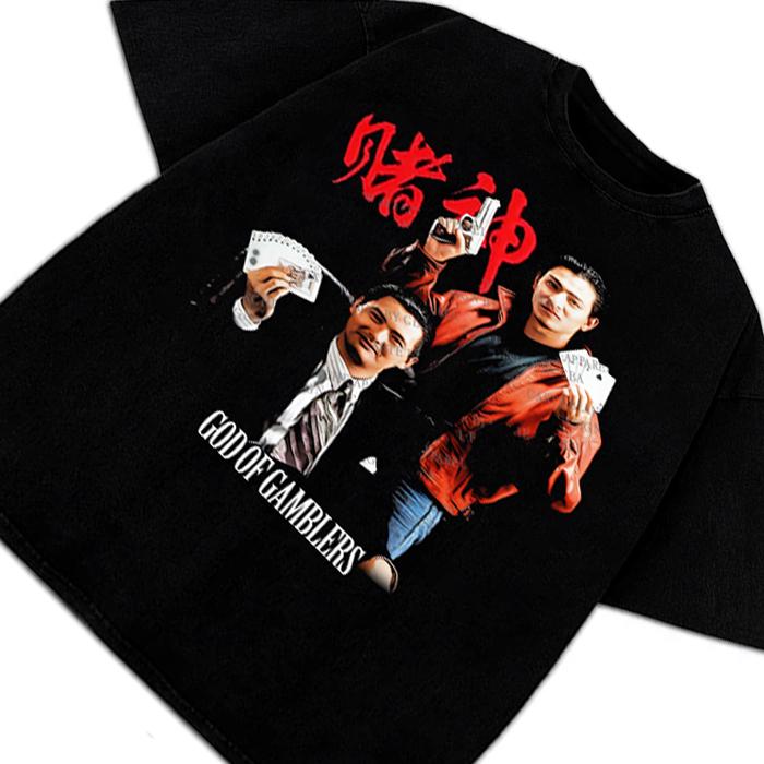 God Of Gamblers Chow Yun-fat Andy Lau Hong Kong Vintage Style 90's T-Shirt Cotton Menswear