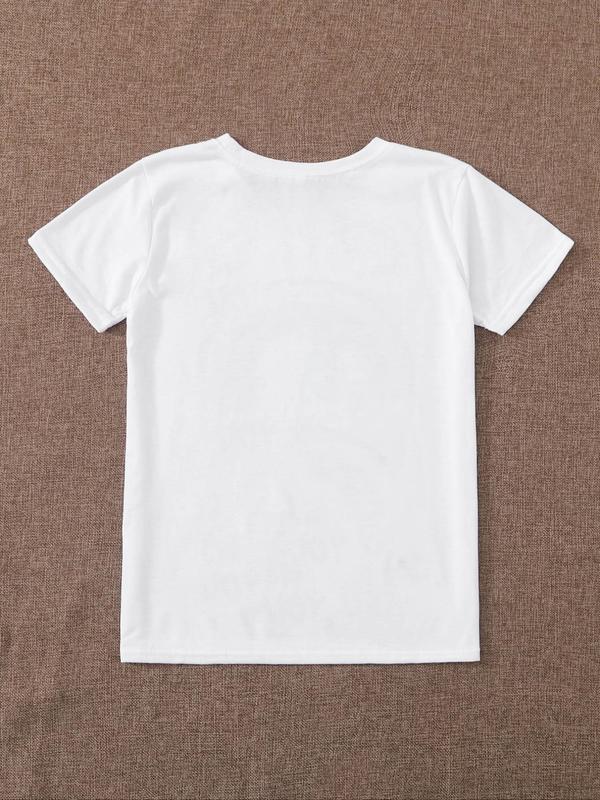 Women's 70's Baby Print Round Neck Graphic Tee, Vintage Graphic Tees, Trendy Casual Short Sleeve T-shirt, T Shirts for Women, Summer Outfits 2024, Lad