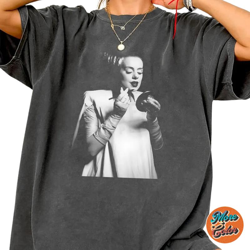 Bride of Frankenstein 1935 Vintage Horror Movie Makeup Lipstick Photo Shirt, Cotton Unisex T-shirt, Crew Neck, Size S- 4xl, Menswear Top, Womenswear T