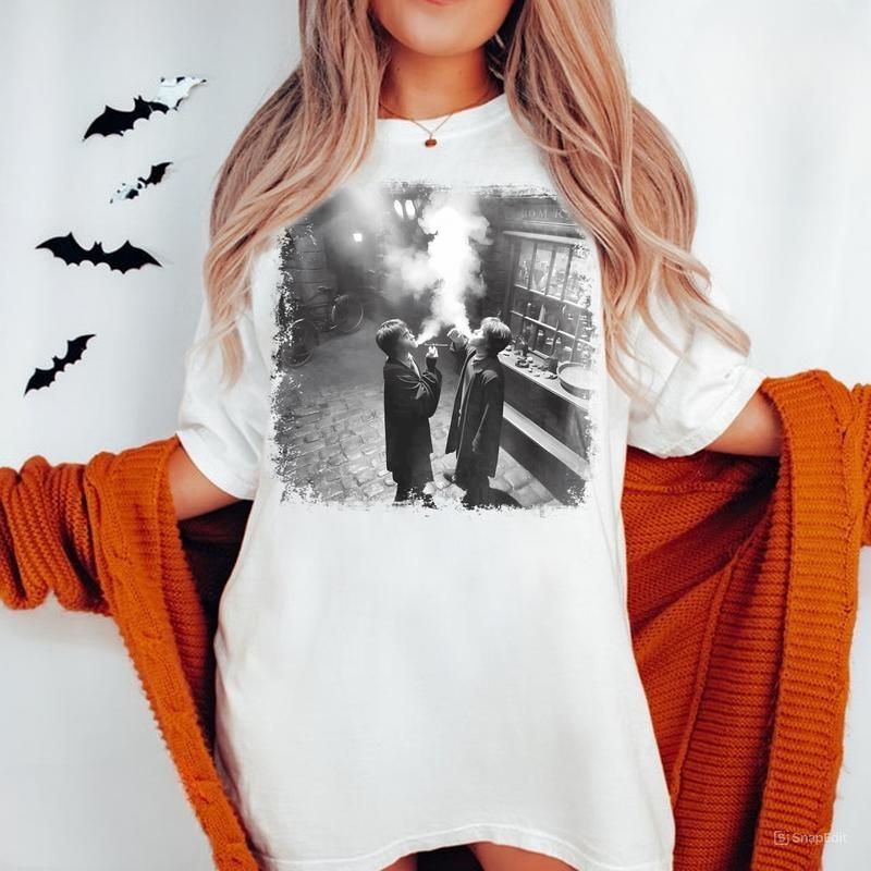 Harry and Ron Smoking Shirt, Harry And Ron T-Shirt, Meme 90s Vintage Shirt, Potter Tshirt, Wizarding Fan, Full Size, Full Color, Gift For Her, Gift Fo