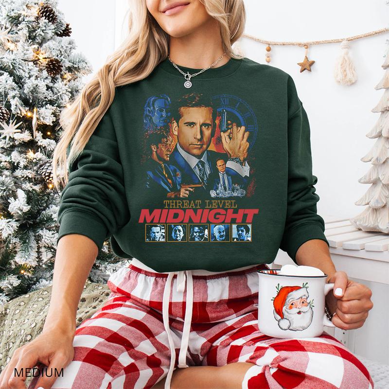 The Office Threat Level Midnight Vintage Shirts, Cotton Unisex Sweatshirt, Crew Neck, Size S- 3XL, Menswear Top, Womenswear Top Underwear Streetwear