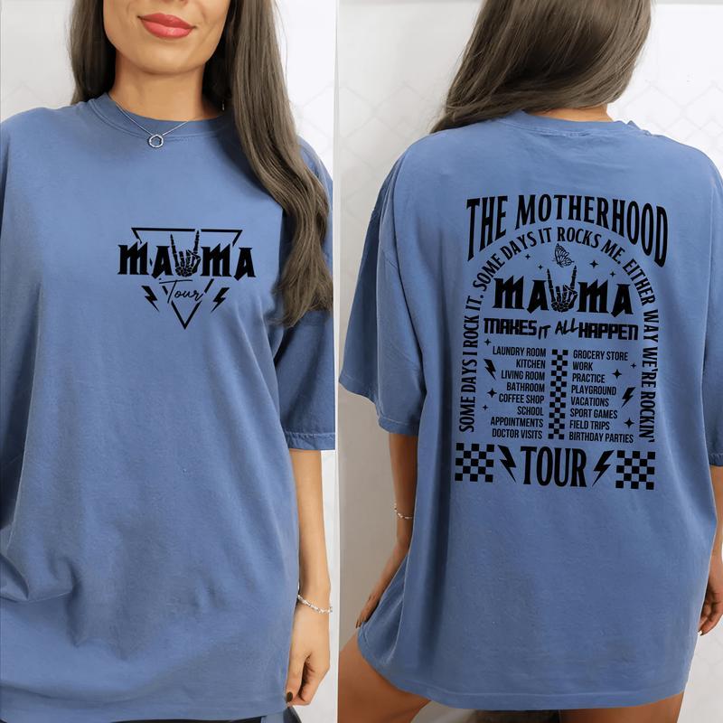 Some Days I Rock It Tee, The Motherhood Tour Graphic Tee Women, Mama Tour Unhinged Shirts For Mom, T-shirts For Mama, Comfy Oversized Graphic Tee, Mot