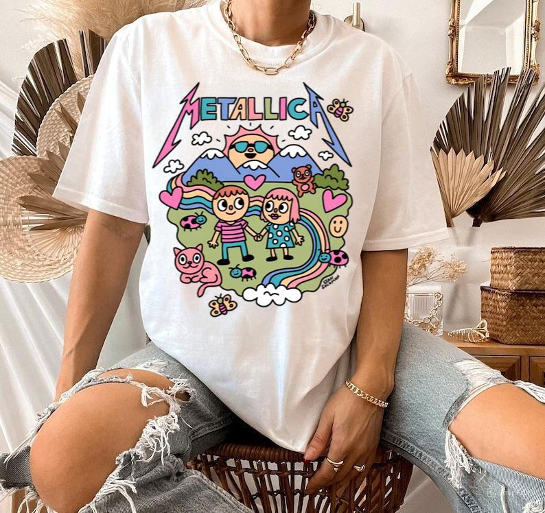 Vintage Metallica Rainbow Tshirt Happy Time Shirt Metallica 90s Records Rock Gift for Friends