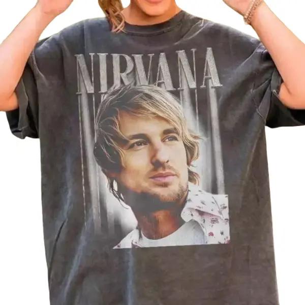 Vintage Nirvana Owen Wilson Shirt, Nirvana Band Rock Shirt, Cotton Shirt Unisex Menswear Top Streetwear Print T-Shirt