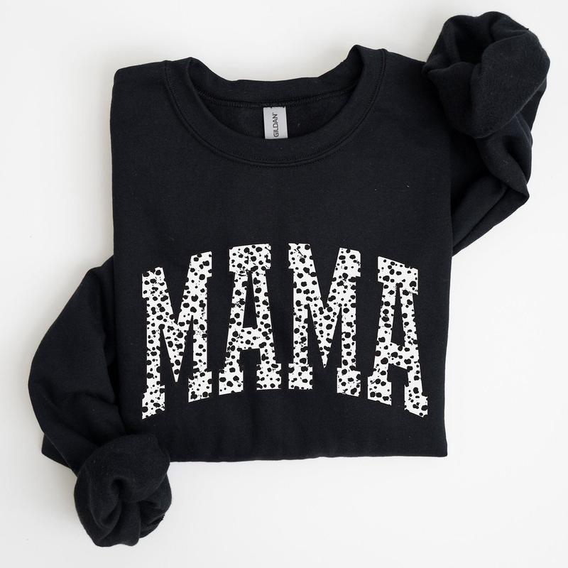 Mama, Dalmatian Print, Varsity, Retro, Vintage Sweatshirt, Crew Neck, Women's, Crewneck