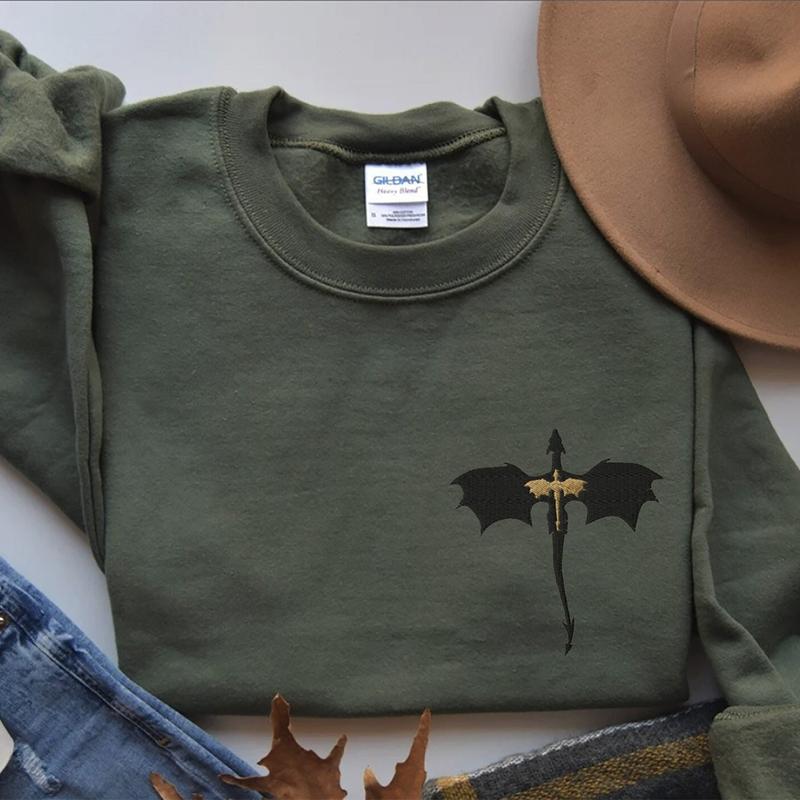 EMBROIDERED Basgiath War College Sweatshirt, Fourth Wing Dragon Rider Violet Sorrengail Xaden Riorson Fantasy... (Image 1)