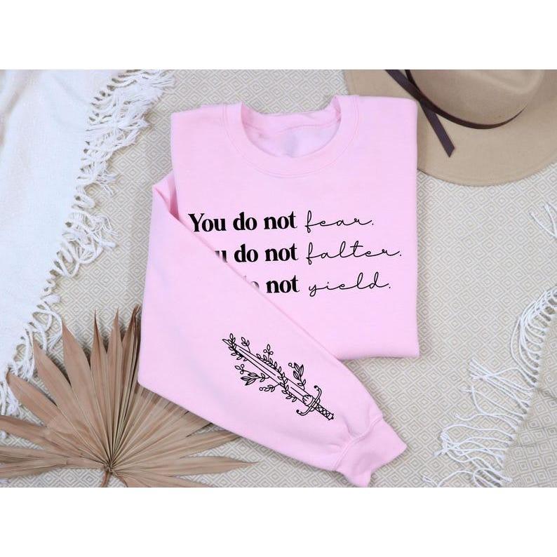 You do not yield sweatshirt, Bookish sleeve print, throne Of Glass sweatshirt, Kingdom Of Ash, A Court of... (Image 3)