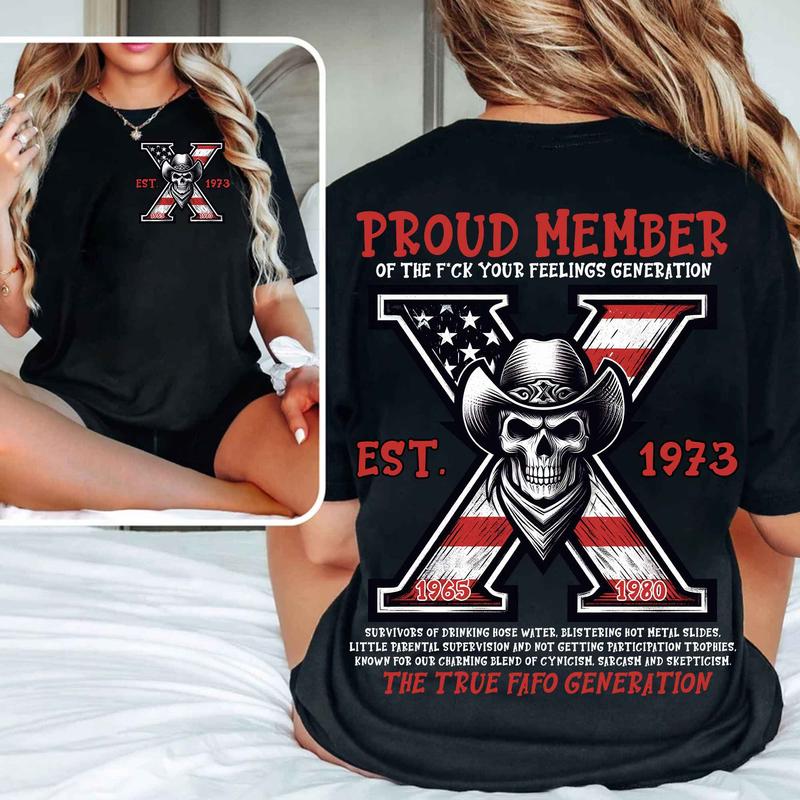 Custom Year Est.1973 GenX 2 Side Shirt - Vintage 90s GenX 1965-1980 Skull T-shirt -GenX Skull T-shirt Cotton Fabric Tshirt Menswear Top