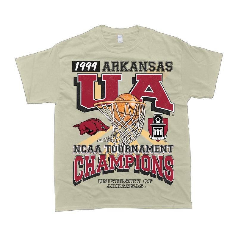 University of Arkansas Tournament Champs NCAA Merch, graphic vintage sports tees summer shirts for men Menswear Top