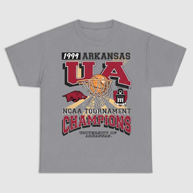 University of Arkansas Tournament Champs NC AA Merch, graphic vintage sports tees summer shirts for men