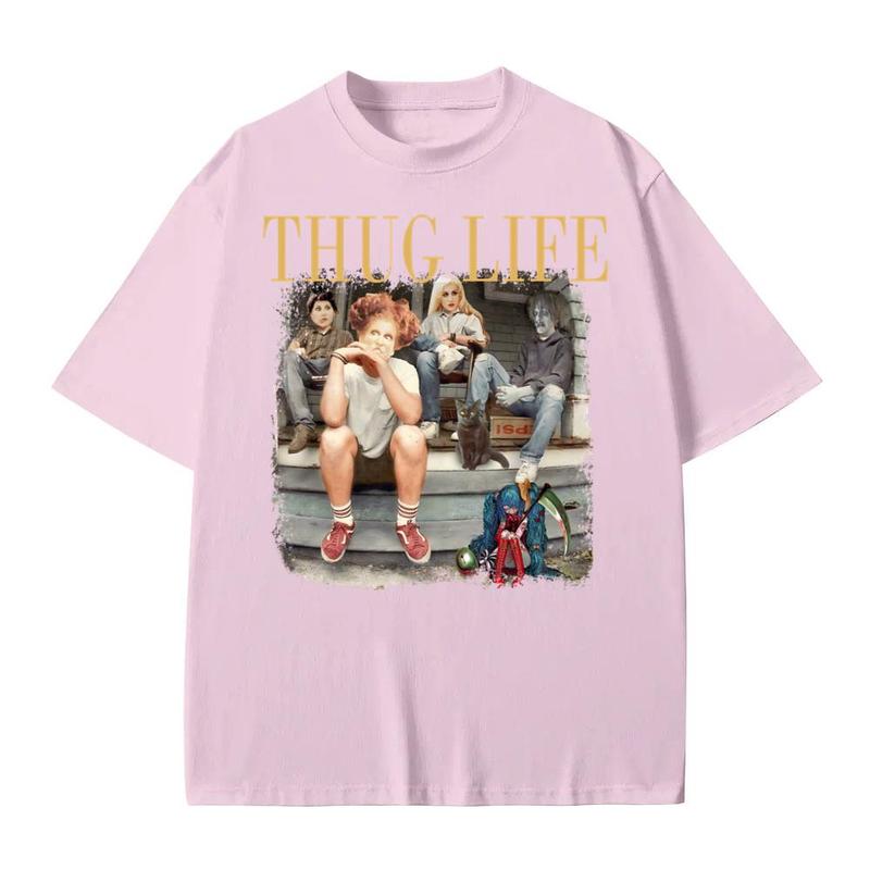 Retro Halloween Hatsune Miku and Hocus Pocus Shirt, Vintage Sanderson Sisters Witch Shirt, Halloween Thug life Shirt Cotton Menswear