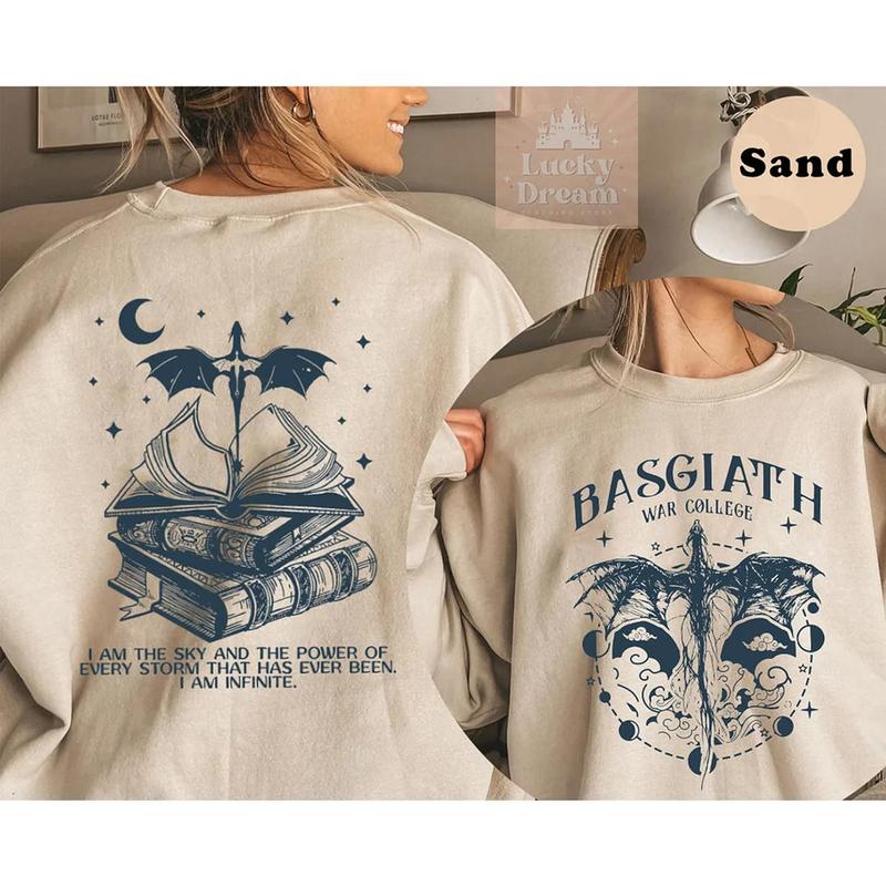 Basgiath War College 2 Sided Sweatshirt, Fourth Wing Sweatshirt, Bookish Dragon Rider Shirt, Book Lover... (Image 1)