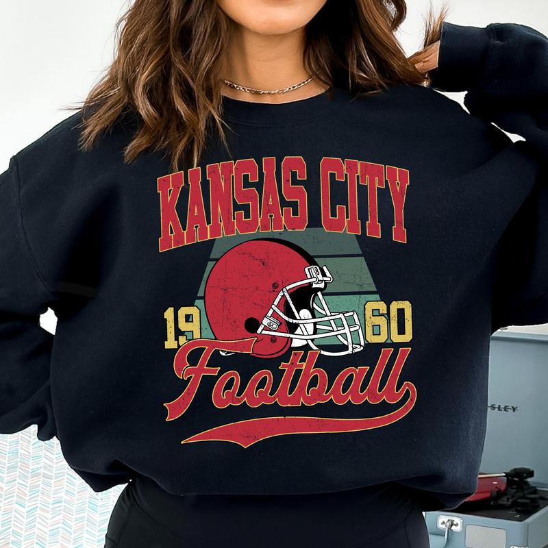 Kansas City Vintage Football Crewneck Sweatshirt, Vintage Kansas City Football Sweatshirt For Sports Fans Unisex, Gift For Fan