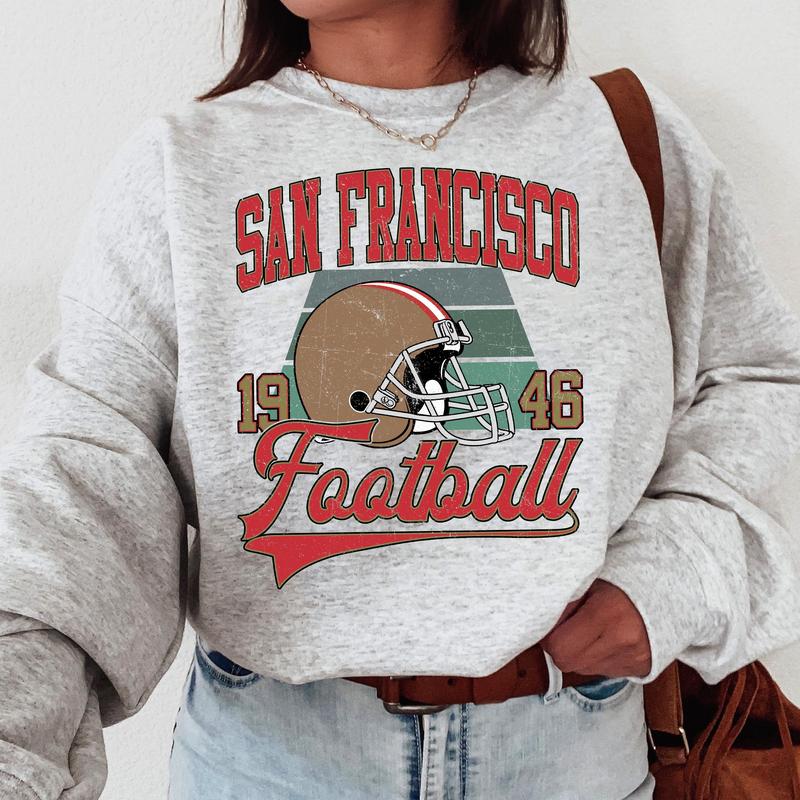 San Francisco Vintage Football Crewneck Sweatshirt, Classic Football Gift for Sports Fans, Unisex Collection, Cotton Comfort Wear, Vintage Style