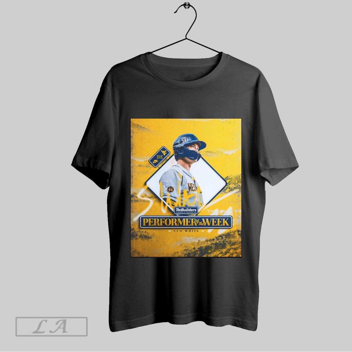 Original West Virginia Mountaineers Baseball Sam White Performer Of The Week Rebuilders Commercial Restoration Poster T...