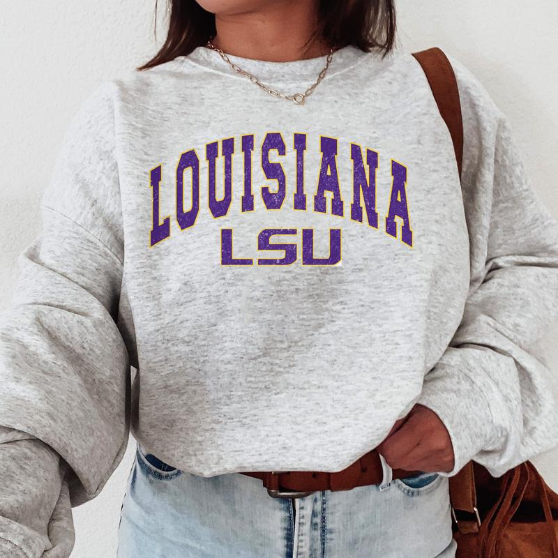 LSU Tigers Vintage Football NCAA Trendy Sweatshirt, Louisiana State University Unisex Football NCAA Shirt, Gift For Men, Gift For Girls, Crewneck, Cot
