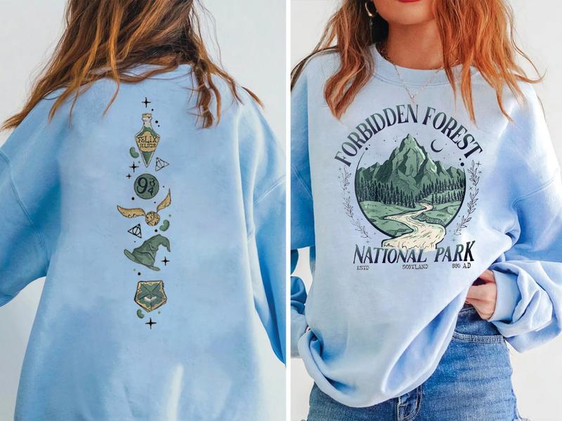 National Park Wizard 2 Side Sweatshirt, Forbidden Forest Shirt, Book Lover, Spicy Booktok, HP Inspired... (Image 3)
