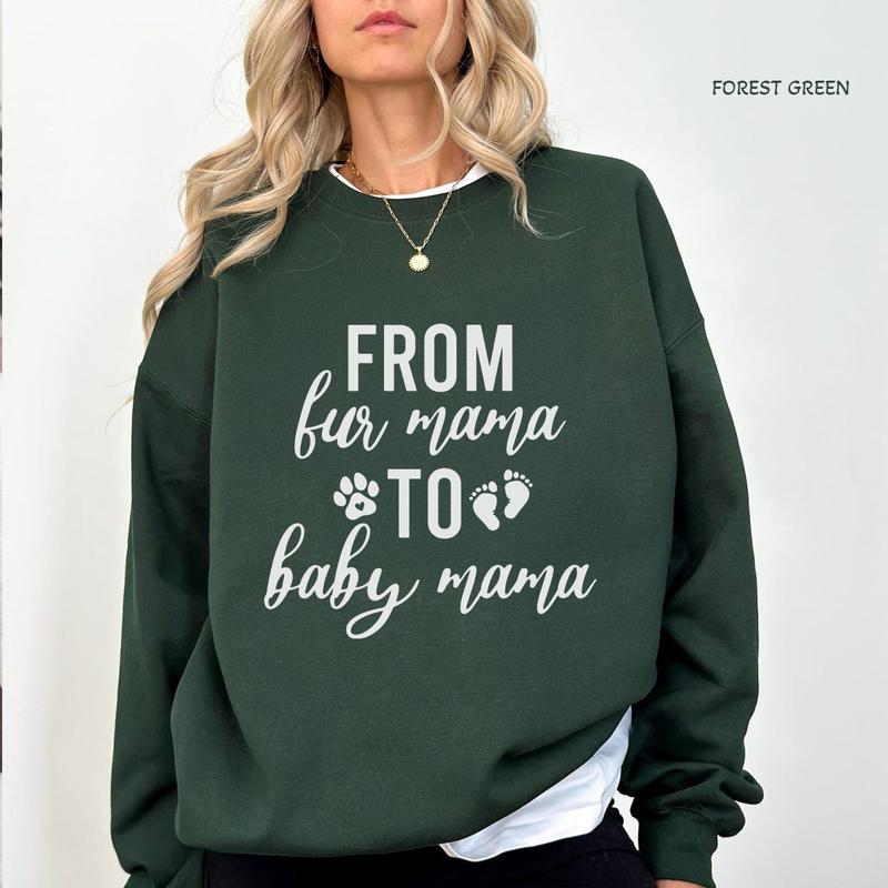 From Fur Mama To Baby Mama Shirt, Women's Cute Pregnancy Sweatshirt, Pregnant Mom Gift, New Mom Gift, Mother's... (Image 4)