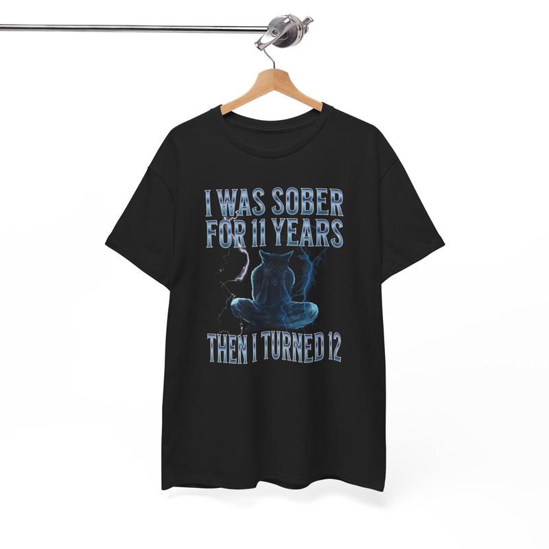 Funny Cotton Streetwear Tee - I was sober for 11 years then I turned 12 - Casual Crewneck Shortsleeve Menswear... (Image 5)