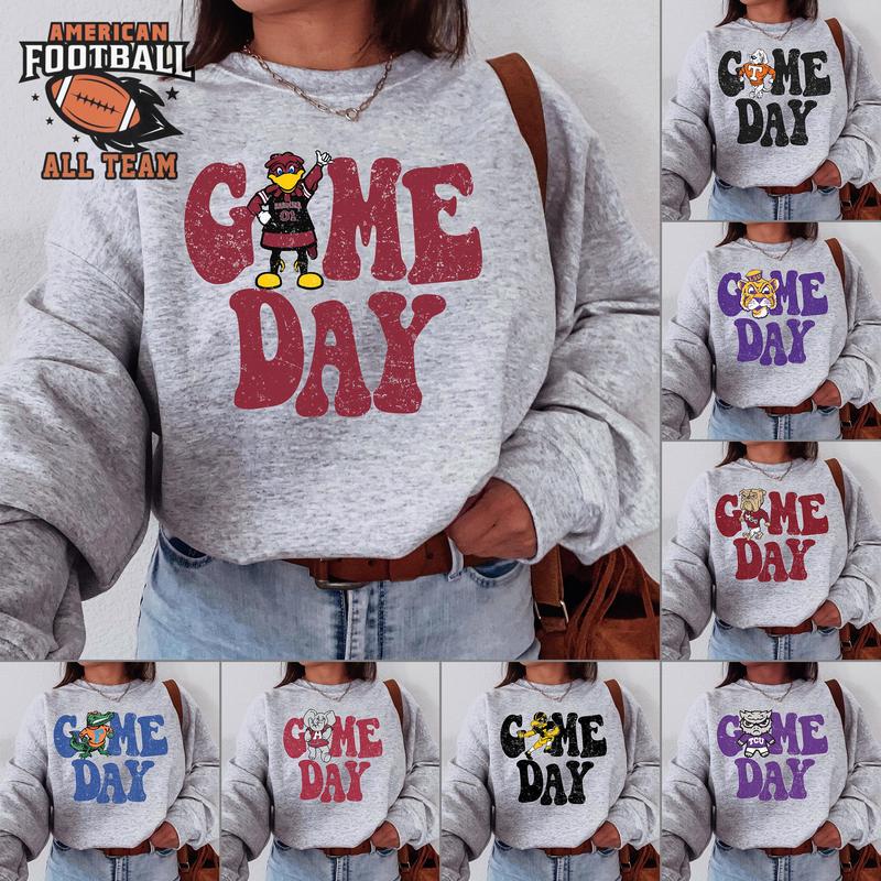 All Team Vintage College Football Sweatshirt, Sport Grey Sweatshirt, Classic NCAA Style, Gift for Fans, Cotton Comfort Wear, Unisex Collection