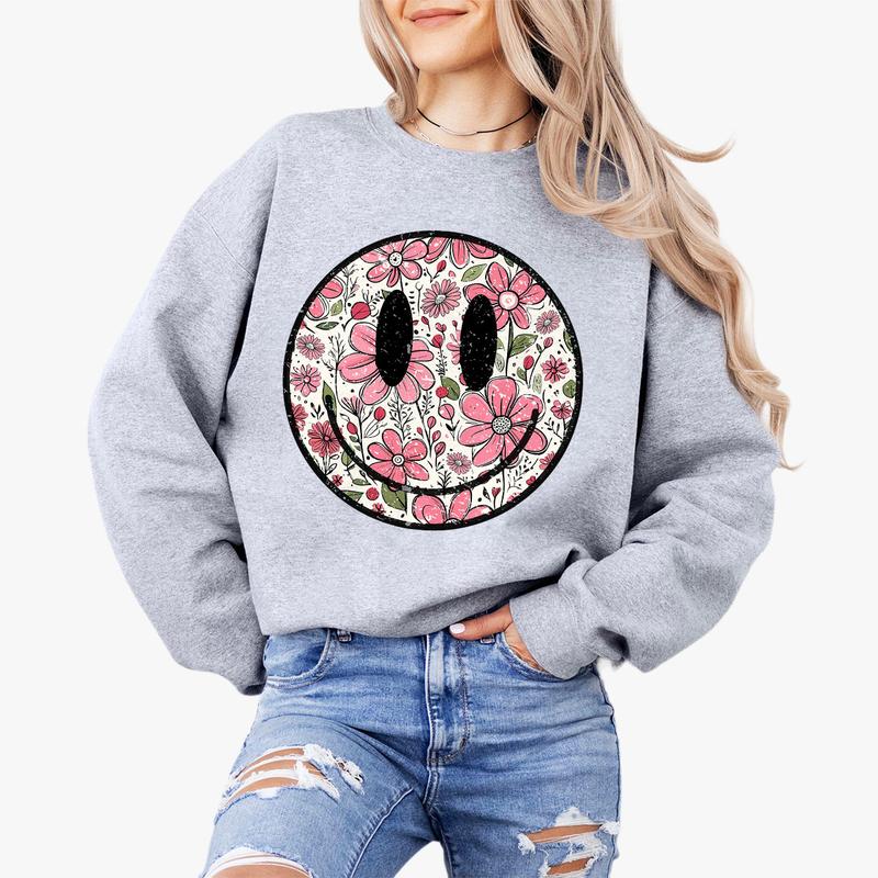 Floral Smiling Comfort Shirt, Retro Smiling Tee, Be Kind Shirts For Women, Mental Health Shirt, Vintage Smiling Tee, Cute Shirts For Women, Retro Smil