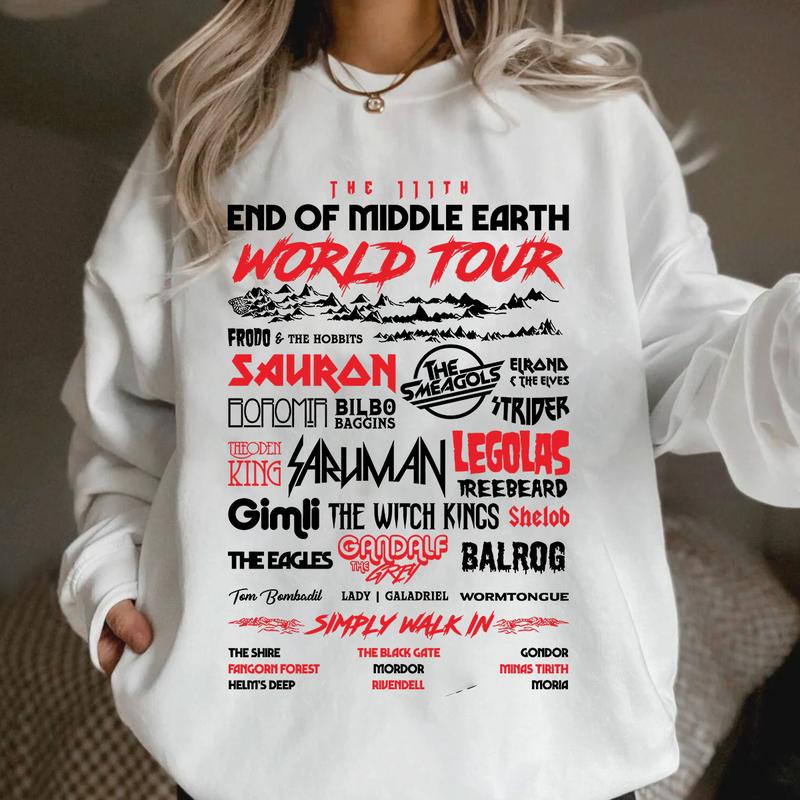 LOTR Middde Earth World Tourr T shirt Hoodie Sweatshirt