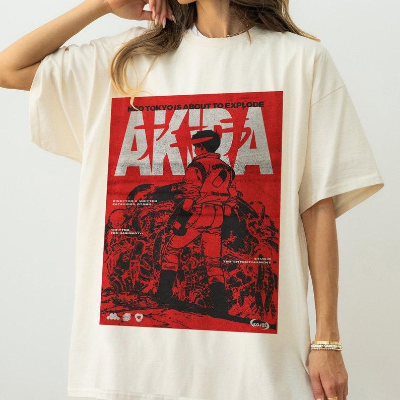 Akira T-Shirt, Anime Movie Gift Shirt, Vintage Retro 80s Manga Japanese Neo Tokyo Red Graphic Tshirt Cotton Top
