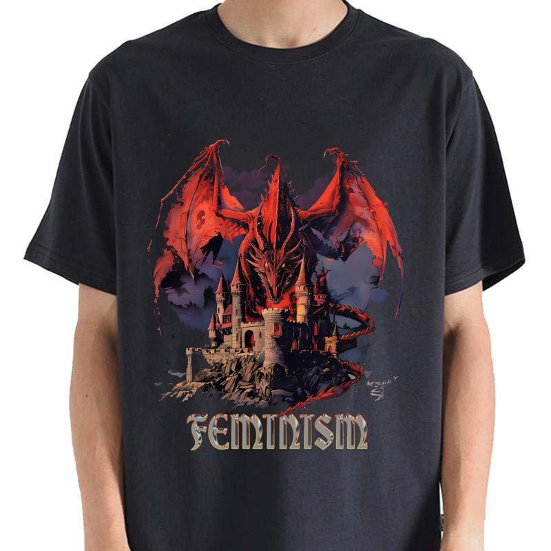 Vintage 90s Feminism Dragon Fantasy T-Shirt, Funny Gag Meme Shirt, Graphic Tee, Perfect Gag Gift for Friends, Unisex Wearable Humor