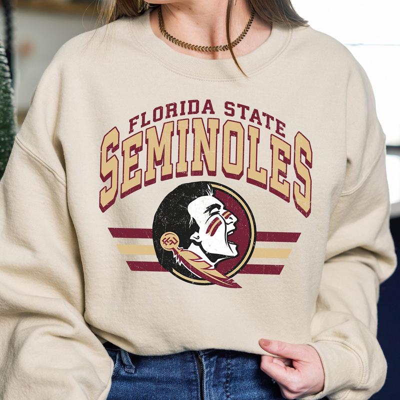 Florida State Seminoles Vintage Football NCAA Sweatshirt, Vintage Sweatshirt NCAA, Classic Sport Sweatshirt, Gifts For Football Fan Sport