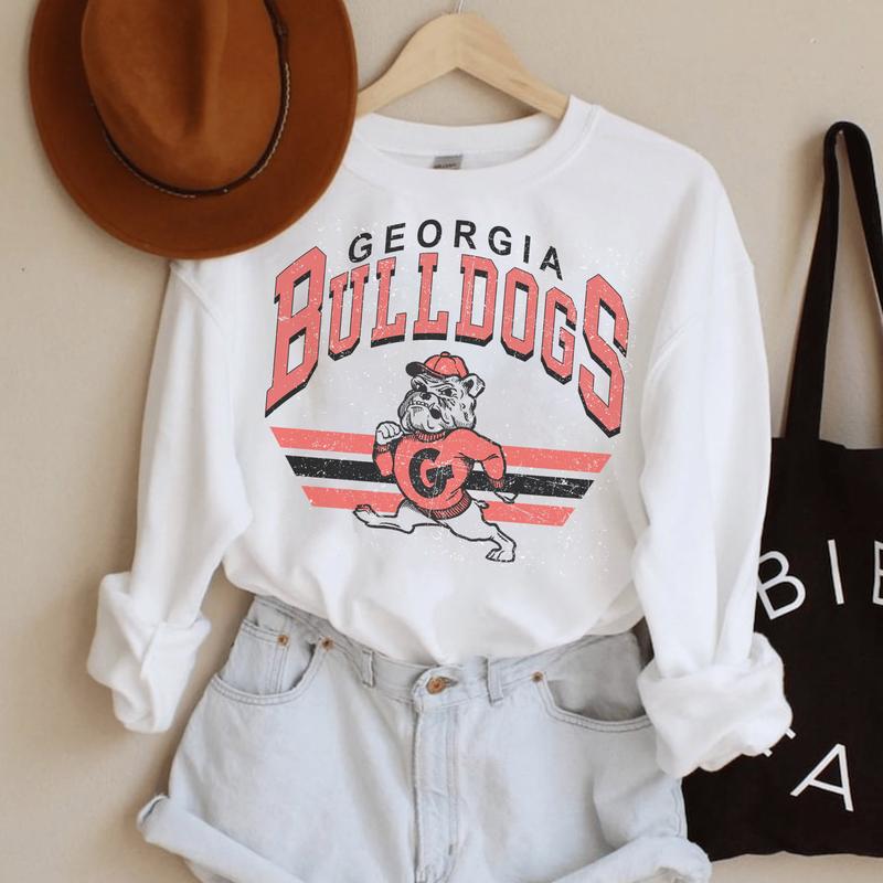 Vintage Football Sweatshirt, Georgia Bulldogs Team Wear, Classic Sport Comfort Clothing, Fans Gift for Women, Men, Unisex Collection, HS0017 Style
