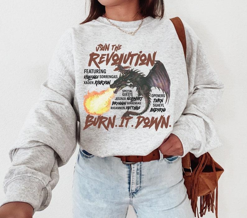 Empyrean Burn It Down Fourth Wing Sweatshirt, Iron Flame House Riorson, Dragon Book Merch, Fantasy Bookish... (Image 2)