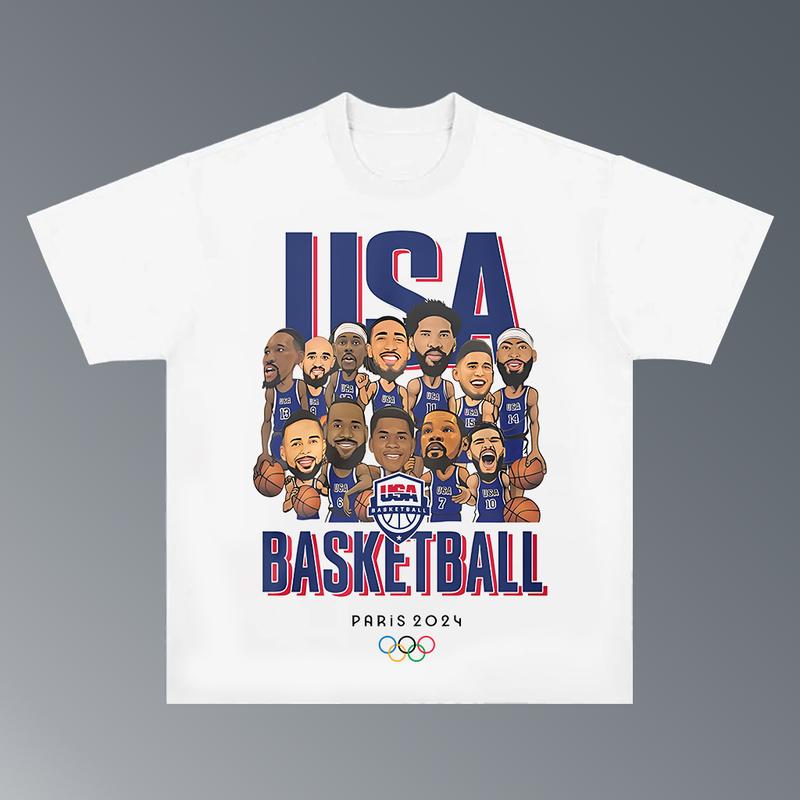 LEBRON'S T-shirt USA Basketball Olympic 2024, Hiphop Retro Vintage 90s Graphic Basketball Shirt, Basketball... (Image 1)