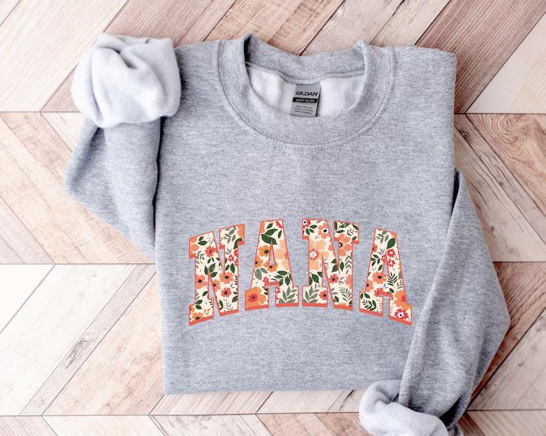 Floral Nana Sweatshirt, Cute Nana Sweatshirt, Mother's Day Gift, Mommy Shirt, New Mom Gift, Gift for Mother,... (Image 3)