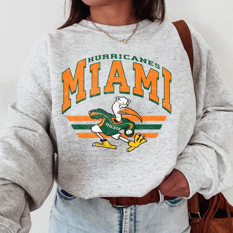 Miami Hurricanes Vintage Football NCAA Sweatshirt, Vintage Sweatshirt NCAA, Classic Sport Sweatshirt, Gifts For Football Fan Sport