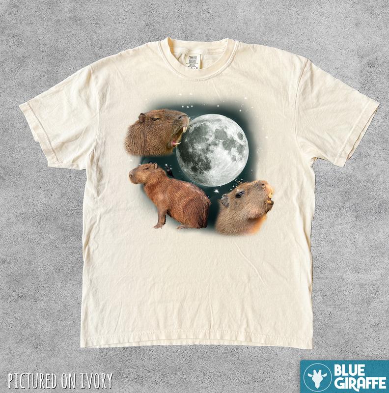 Capybara Moon Vintage Shirt, Retro Meme Moon Tshirt, Capybara Lovers T Shirt, Comfort Colors Shirt