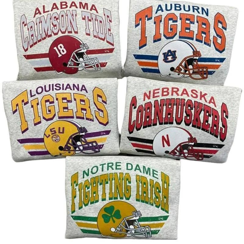 Vintage Football NCAA Sweatshirt, Ash Grey, Vintage Sweatshirt All Teams NCAA, Classic Sport Sweatshirt, Gifts For Football Fan Sport, Crewneck Menswear