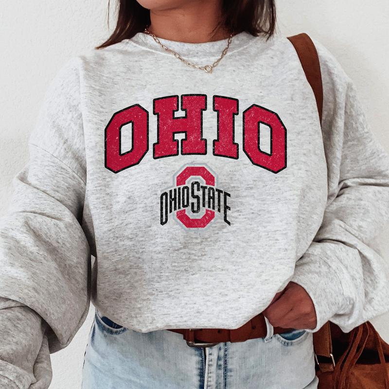 Ohio State Buckeyes Vintage NCAA Sweatshirt, University Football Shirt, Crewneck Gift for Men and Girls, Cotton Pullover, Classic Sport Style